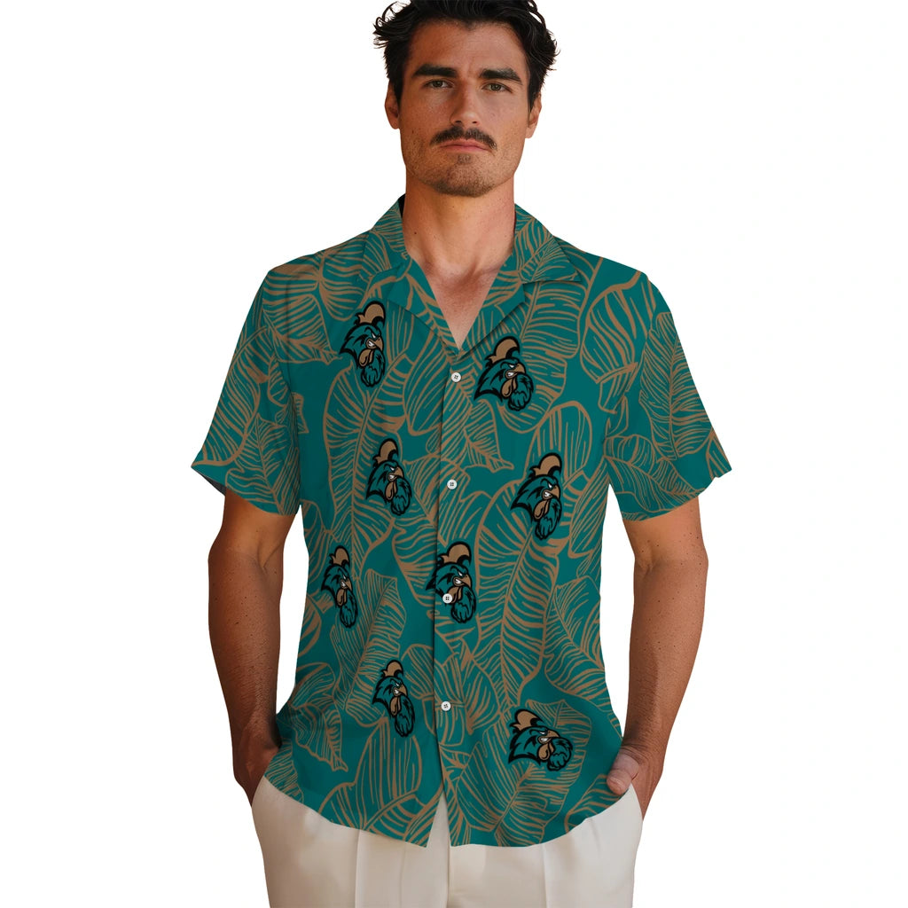 Coastal Carolina Chanticleers Hawaiian Shirt - Leaf Outline | Hula Hawaiian Shirts