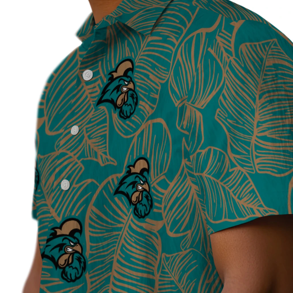 Coastal Carolina Chanticleers Hawaiian Shirt - Leaf Outline | Hula Hawaiian Shirts