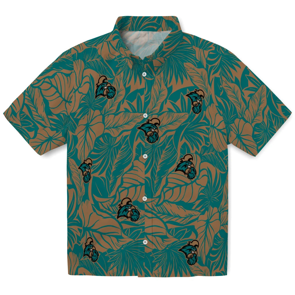 Coastal Carolina Chanticleers Hawaiian Shirt - Monstera Layer | Hula Hawaiian Shirts