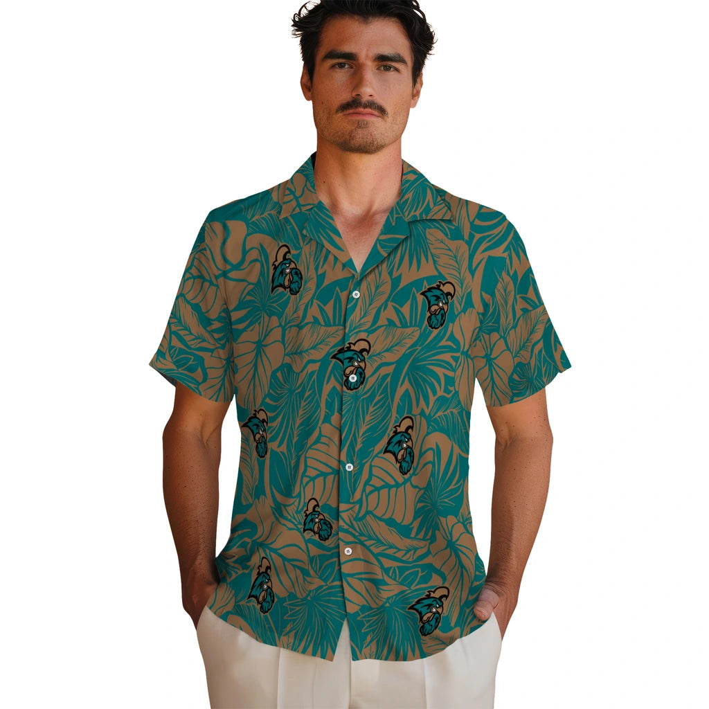 Coastal Carolina Chanticleers Hawaiian Shirt - Monstera Layer | Hula Hawaiian Shirts