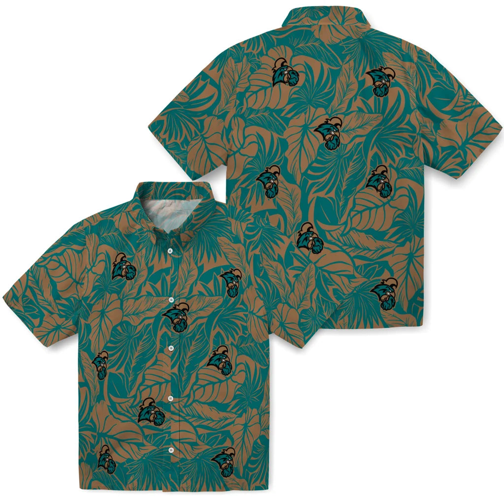 Coastal Carolina Chanticleers Hawaiian Shirt - Monstera Layer | Hula Hawaiian Shirts