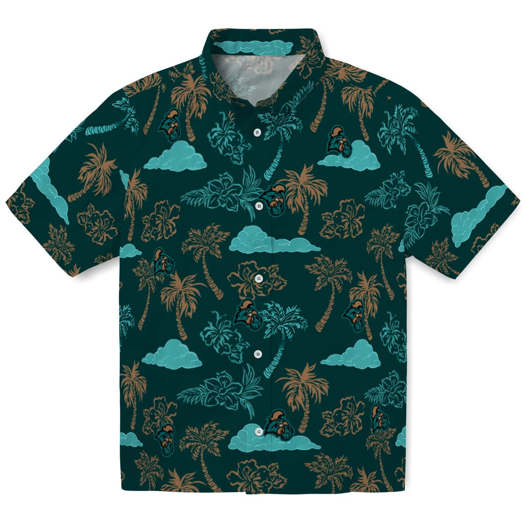 Coastal Carolina Chanticleers Hawaiian Shirt - Palm And Clouds | Hula Hawaiian Shirts