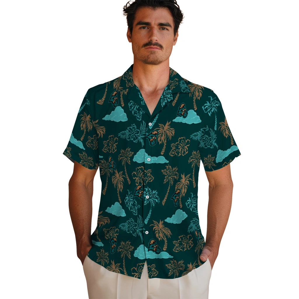 Coastal Carolina Chanticleers Hawaiian Shirt - Palm And Clouds | Hula Hawaiian Shirts