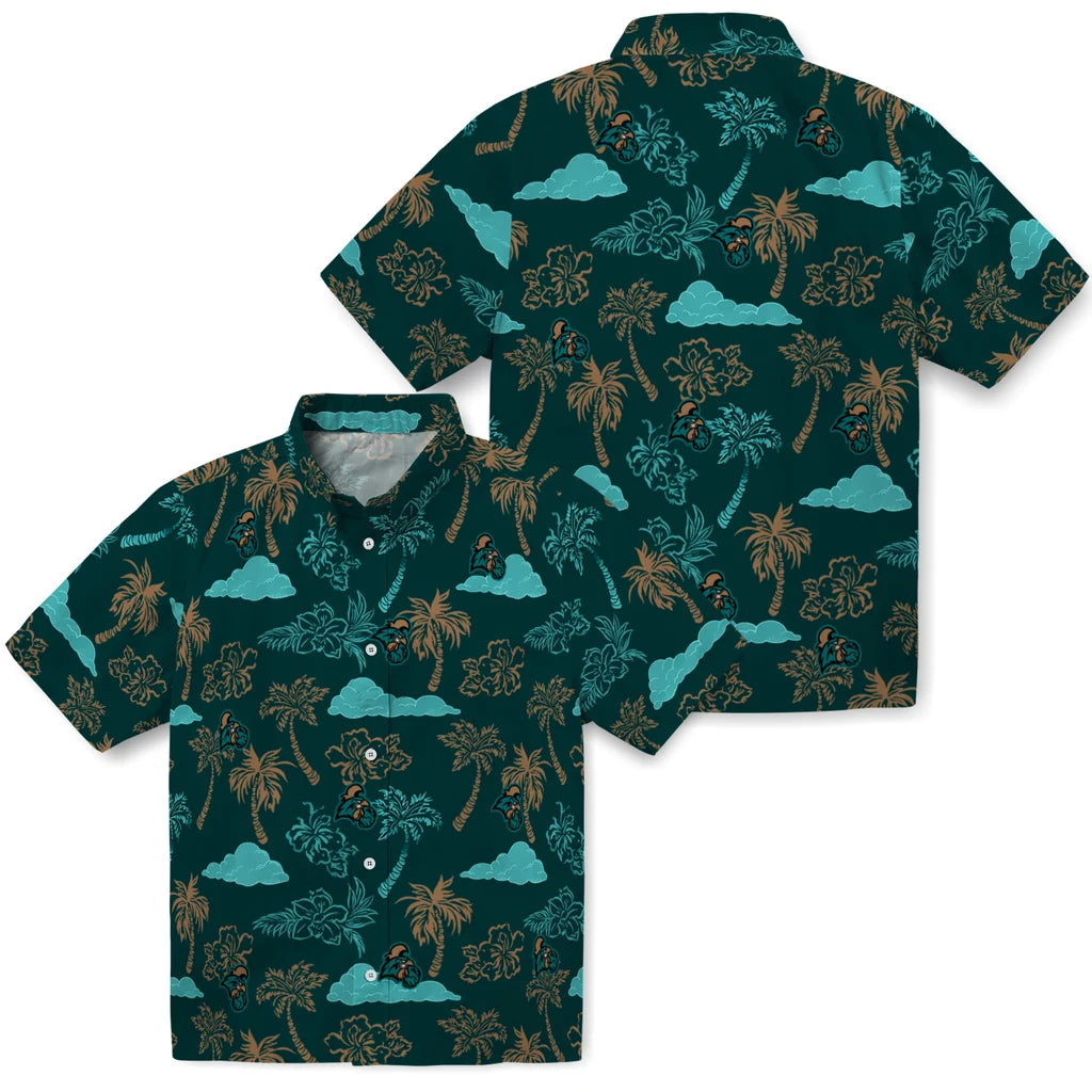 Coastal Carolina Chanticleers Hawaiian Shirt - Palm And Clouds | Hula Hawaiian Shirts