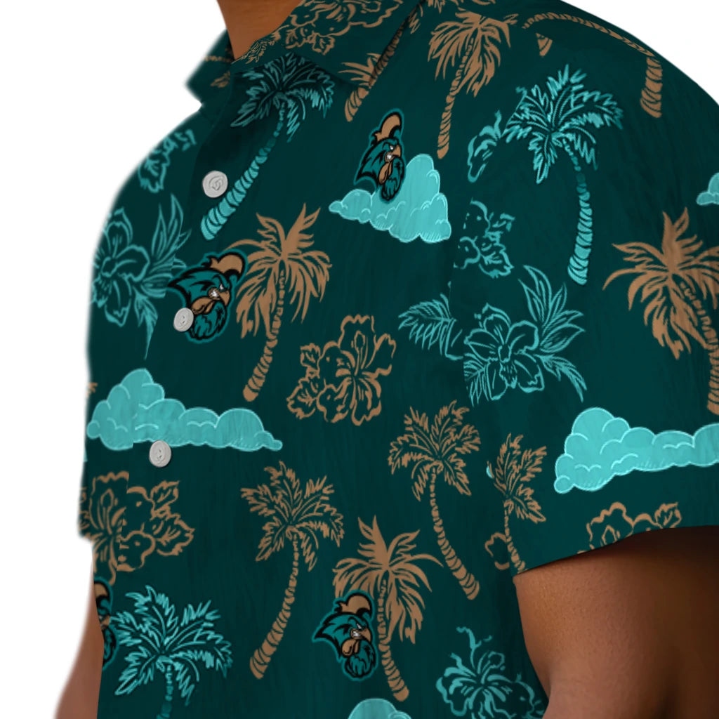 Coastal Carolina Chanticleers Hawaiian Shirt - Palm And Clouds | Hula Hawaiian Shirts