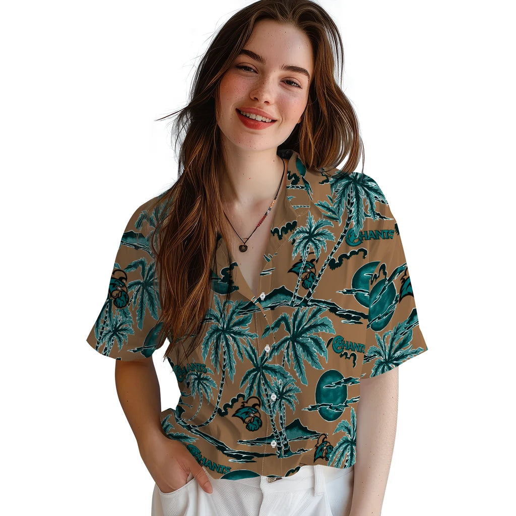 Coastal Carolina Chanticleers Hawaiian Shirt - Palm Sunset | Hula Hawaiian Shirts