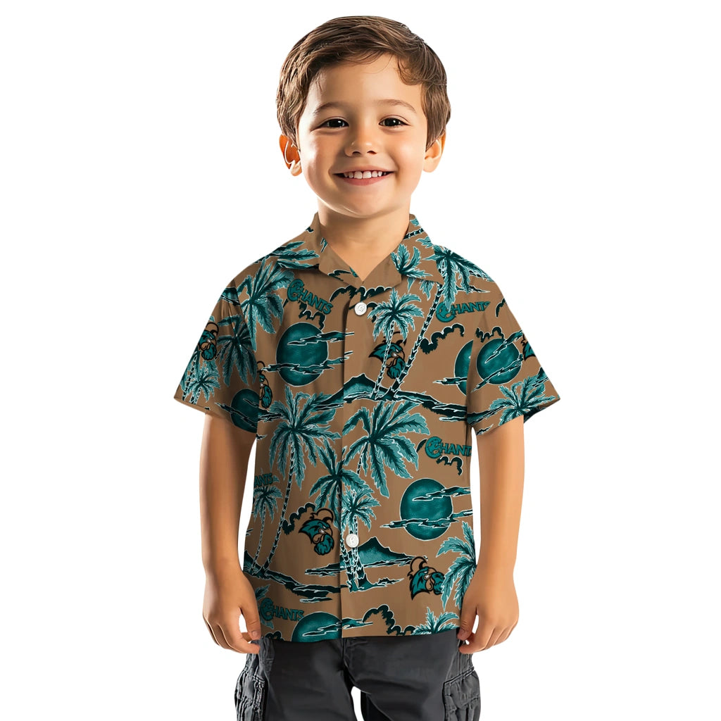 Coastal Carolina Chanticleers Hawaiian Shirt - Palm Sunset | Hula Hawaiian Shirts