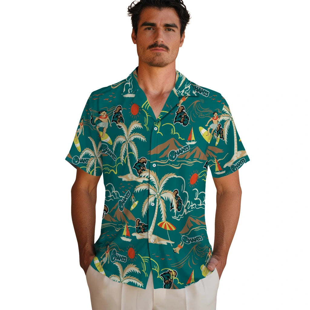 Coastal Carolina Chanticleers Hawaiian Shirt - Palm Tree Island | Hula Hawaiian Shirts