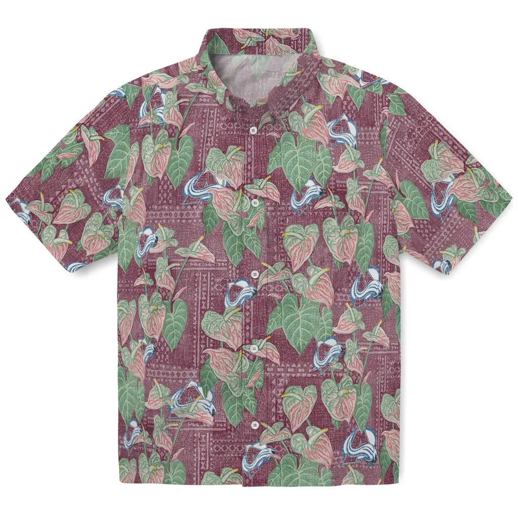 Colorado Avalanche Hawaiian Shirt - Anthurium Overlay | Hula Hawaiian Shirts
