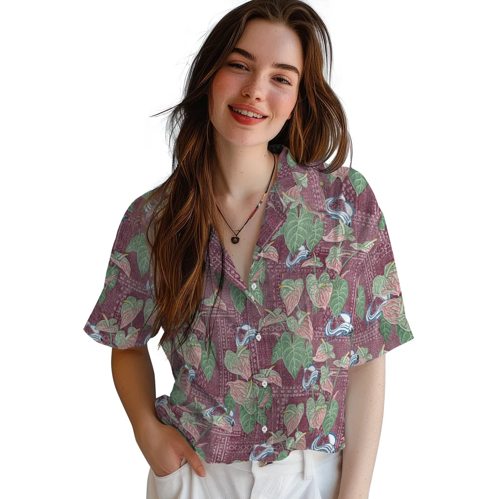 Colorado Avalanche Hawaiian Shirt - Anthurium Overlay | Hula Hawaiian Shirts