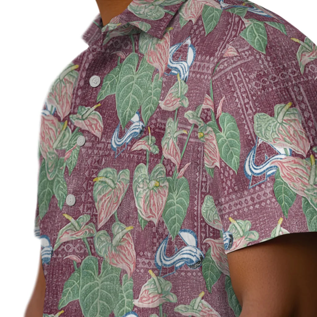 Colorado Avalanche Hawaiian Shirt - Anthurium Overlay | Hula Hawaiian Shirts