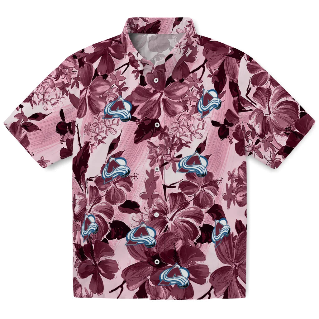 Colorado Avalanche Hawaiian Shirt - Hibiscus Arrangement | Hula Hawaiian Shirts