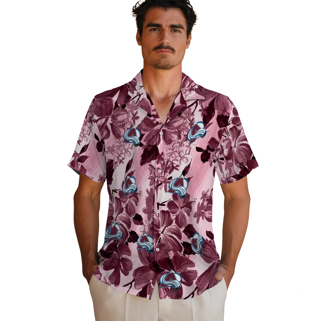 Colorado Avalanche Hawaiian Shirt - Hibiscus Arrangement | Hula Hawaiian Shirts