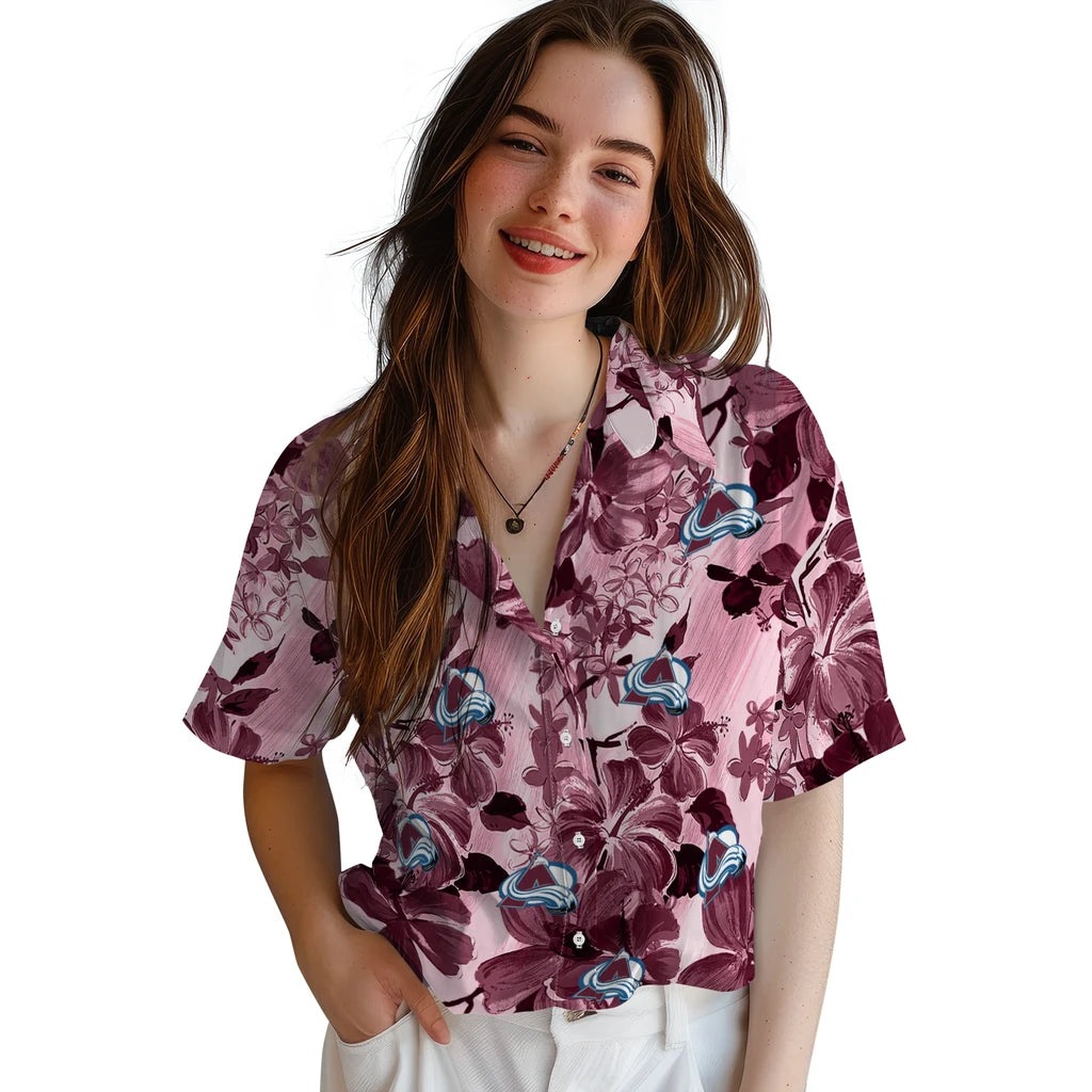 Colorado Avalanche Hawaiian Shirt - Hibiscus Arrangement | Hula Hawaiian Shirts
