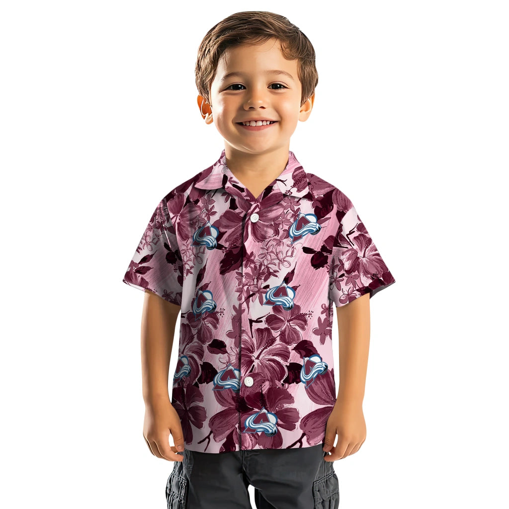Colorado Avalanche Hawaiian Shirt - Hibiscus Arrangement | Hula Hawaiian Shirts