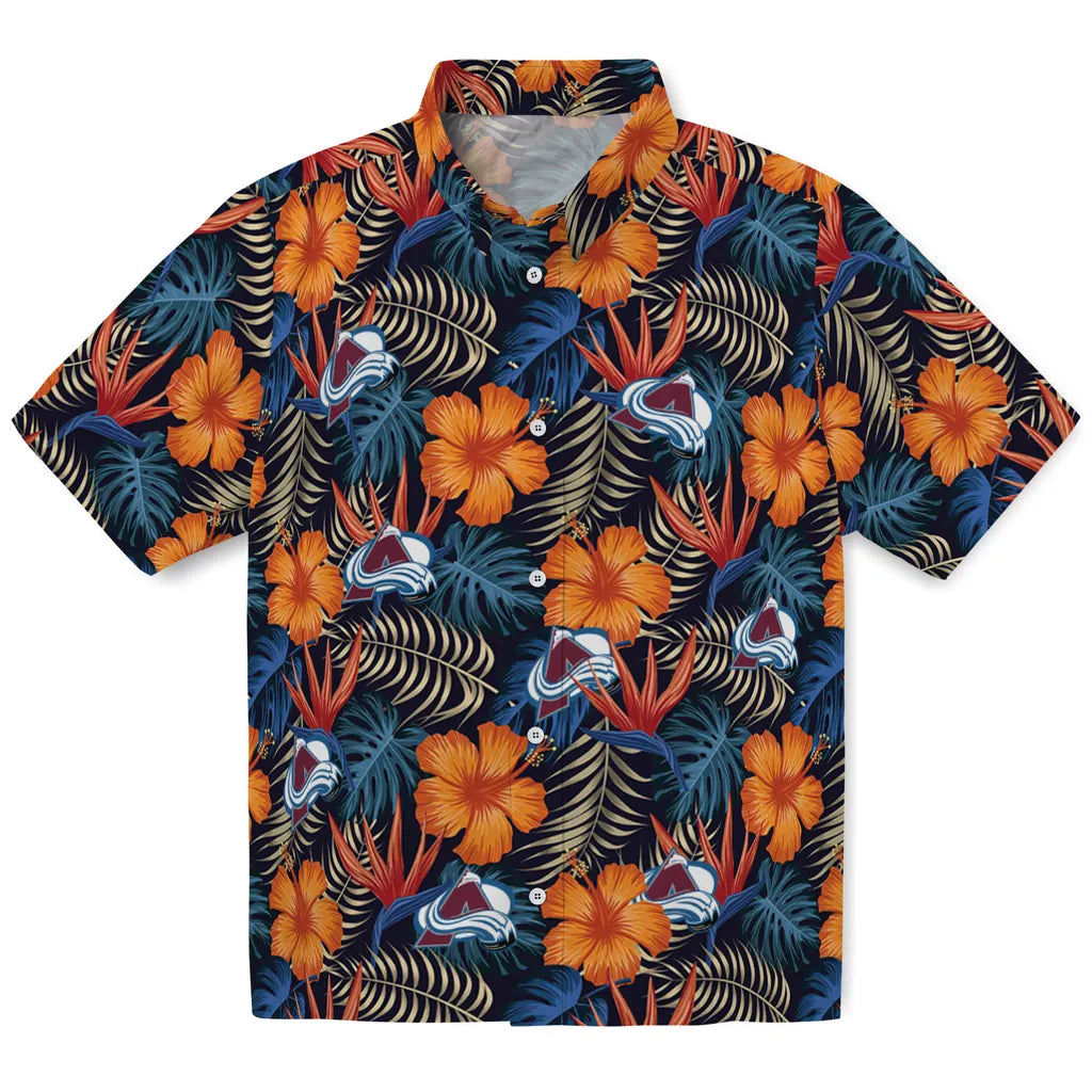 Colorado Avalanche Hawaiian Shirt - Hibiscus Foliage | Hula Hawaiian Shirts