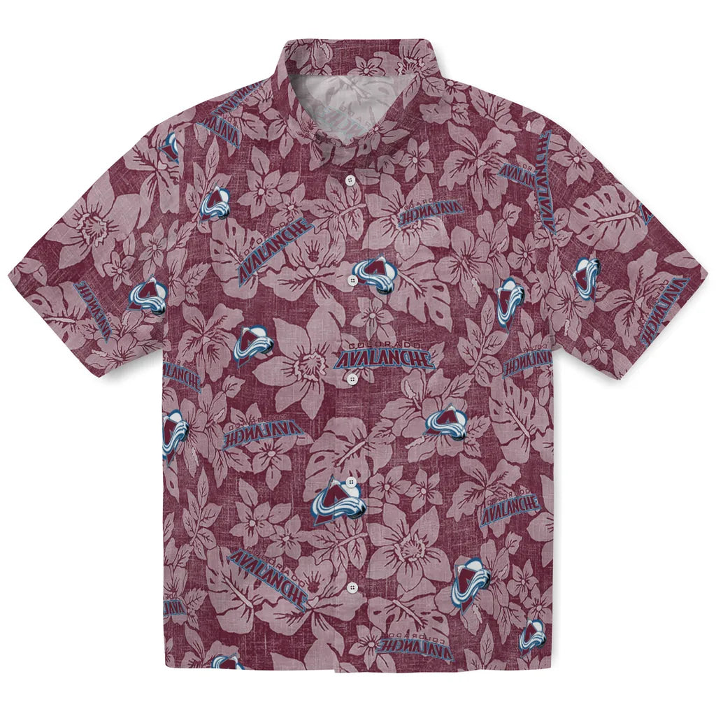 Colorado Avalanche Hawaiian Shirt - Hibiscus Oasis | Hula Hawaiian Shirts