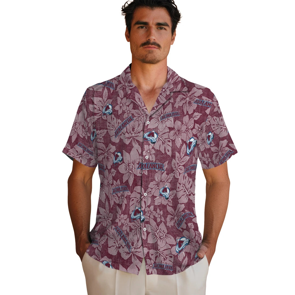Colorado Avalanche Hawaiian Shirt - Hibiscus Oasis | Hula Hawaiian Shirts