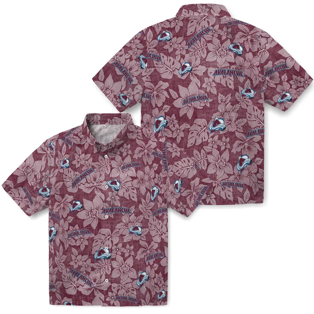Colorado Avalanche Hawaiian Shirt - Hibiscus Oasis | Hula Hawaiian Shirts