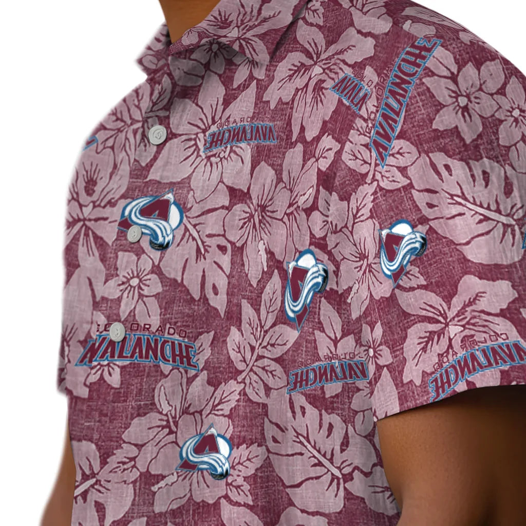 Colorado Avalanche Hawaiian Shirt - Hibiscus Oasis | Hula Hawaiian Shirts