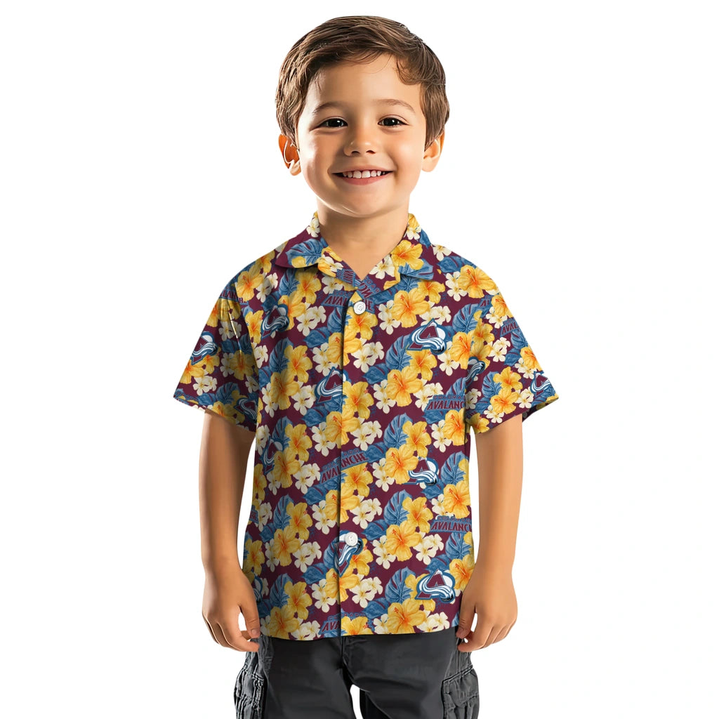 Colorado Avalanche Hawaiian Shirt - Hibiscus Tropics | Hula Hawaiian Shirts