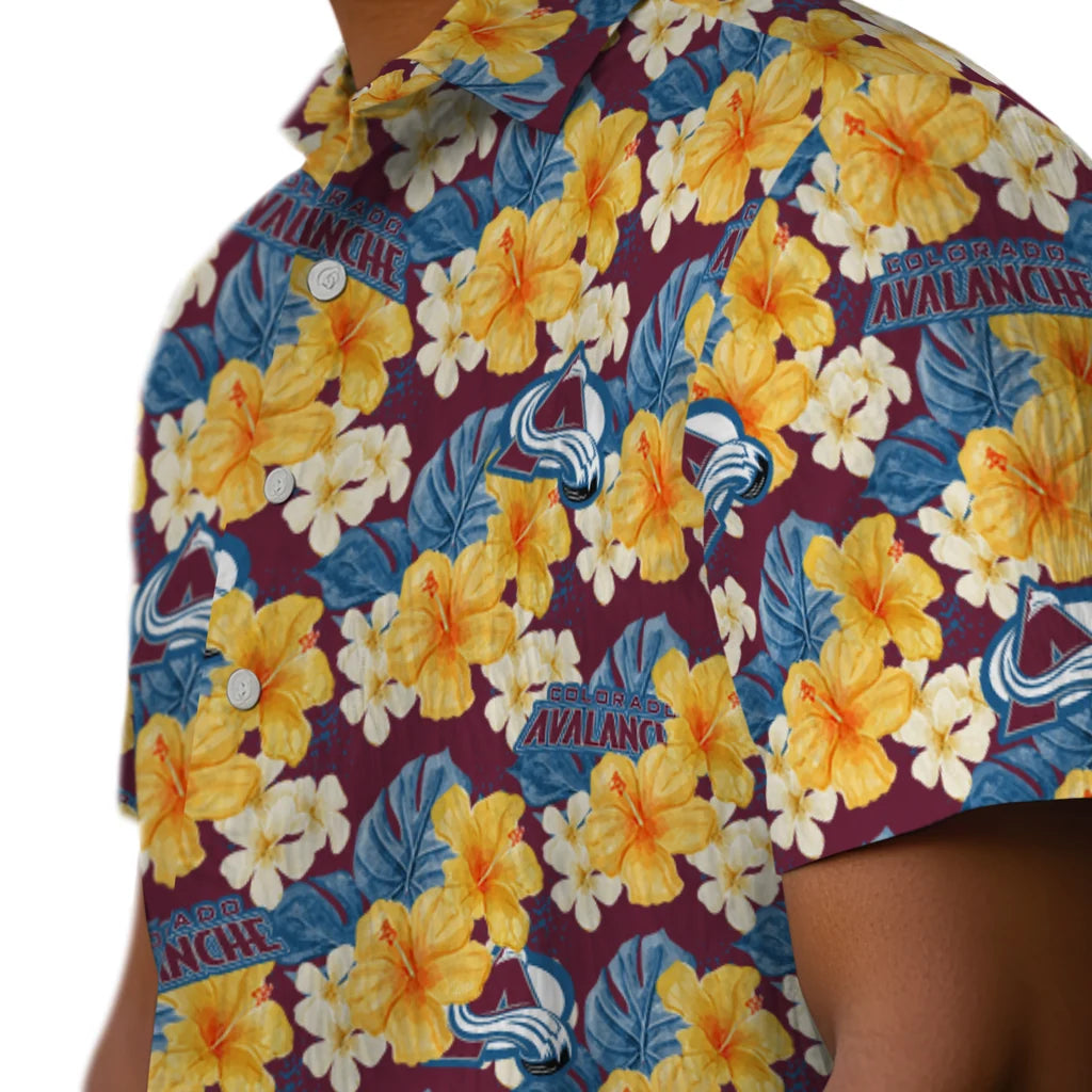 Colorado Avalanche Hawaiian Shirt - Hibiscus Tropics | Hula Hawaiian Shirts