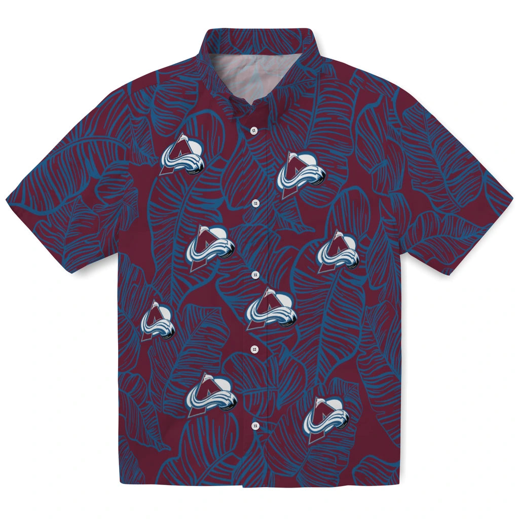 Colorado Avalanche Hawaiian Shirt - Leaf Outline | Hula Hawaiian Shirts