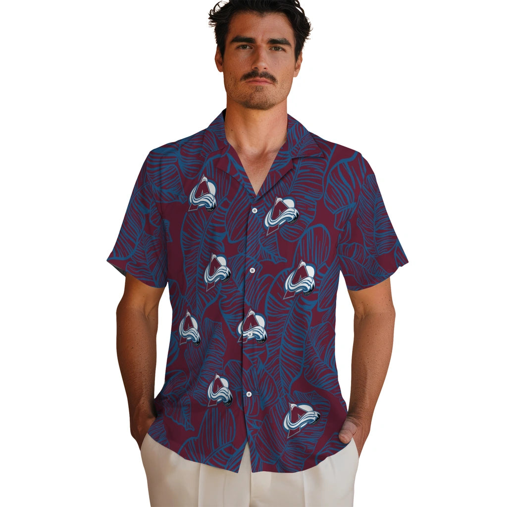 Colorado Avalanche Hawaiian Shirt - Leaf Outline | Hula Hawaiian Shirts