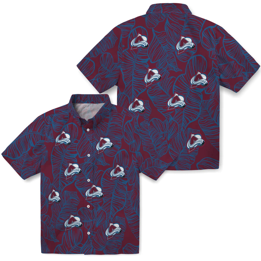 Colorado Avalanche Hawaiian Shirt - Leaf Outline | Hula Hawaiian Shirts