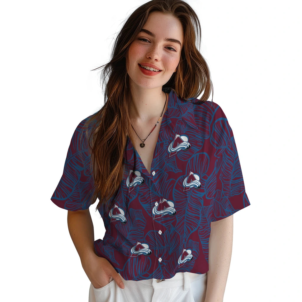 Colorado Avalanche Hawaiian Shirt - Leaf Outline | Hula Hawaiian Shirts