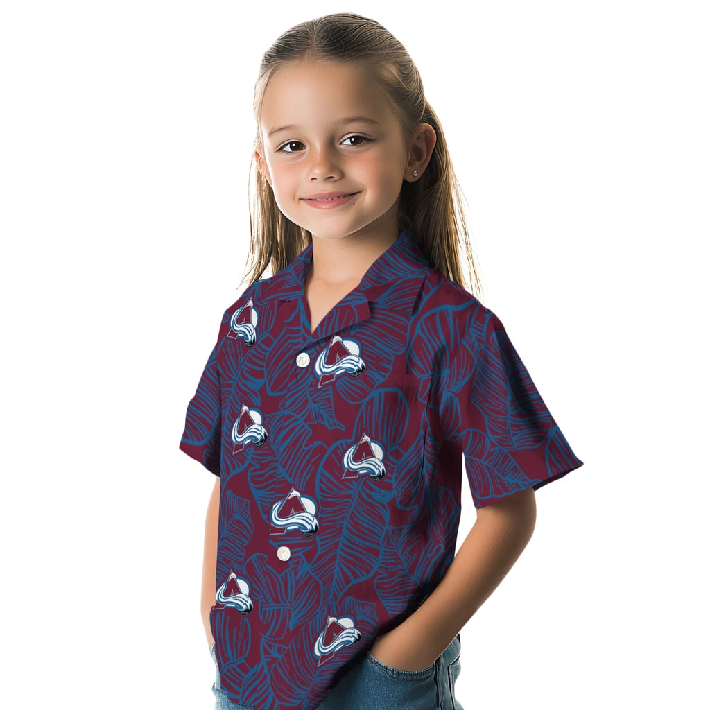 Colorado Avalanche Hawaiian Shirt - Leaf Outline | Hula Hawaiian Shirts