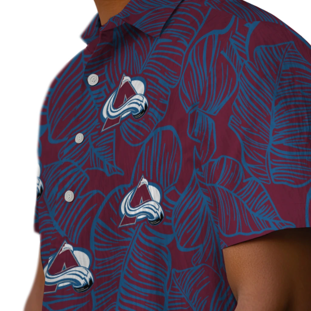 Colorado Avalanche Hawaiian Shirt - Leaf Outline | Hula Hawaiian Shirts