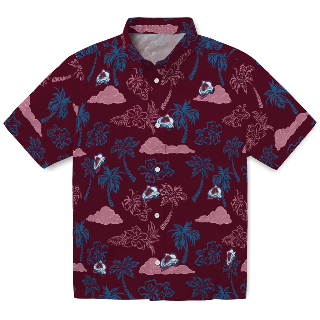 Colorado Avalanche Hawaiian Shirt - Palm And Clouds | Hula Hawaiian Shirts
