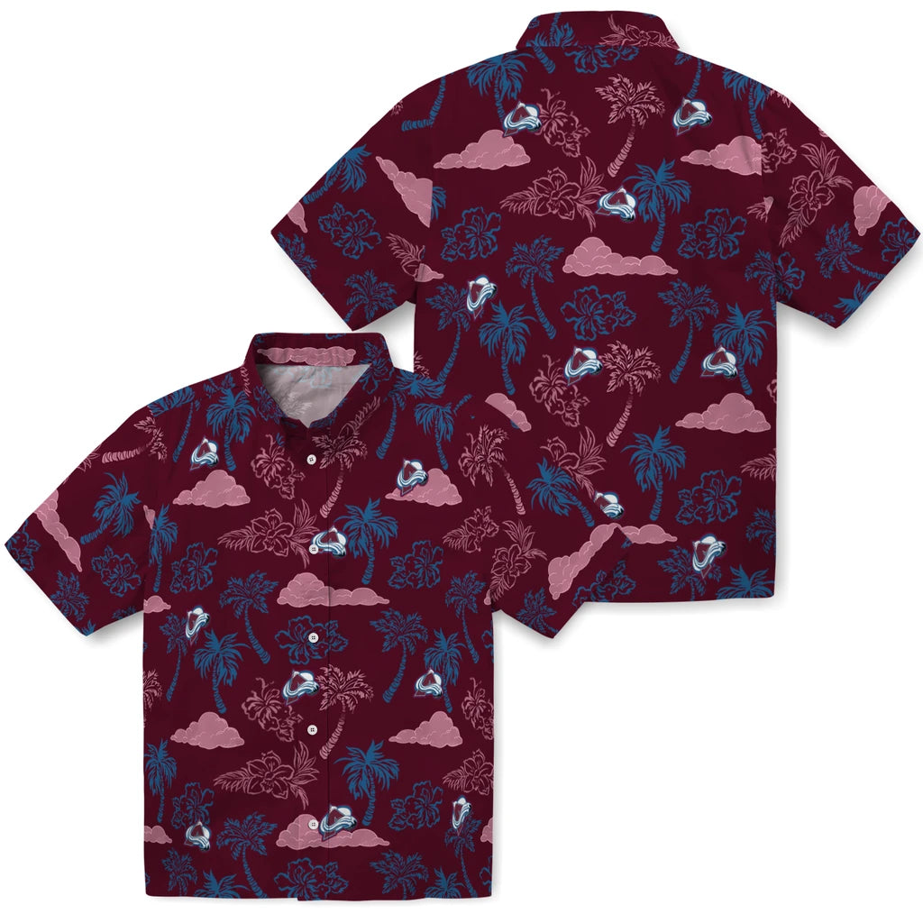 Colorado Avalanche Hawaiian Shirt - Palm And Clouds | Hula Hawaiian Shirts