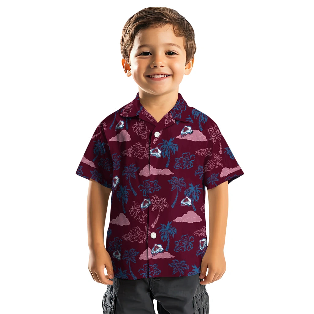 Colorado Avalanche Hawaiian Shirt - Palm And Clouds | Hula Hawaiian Shirts