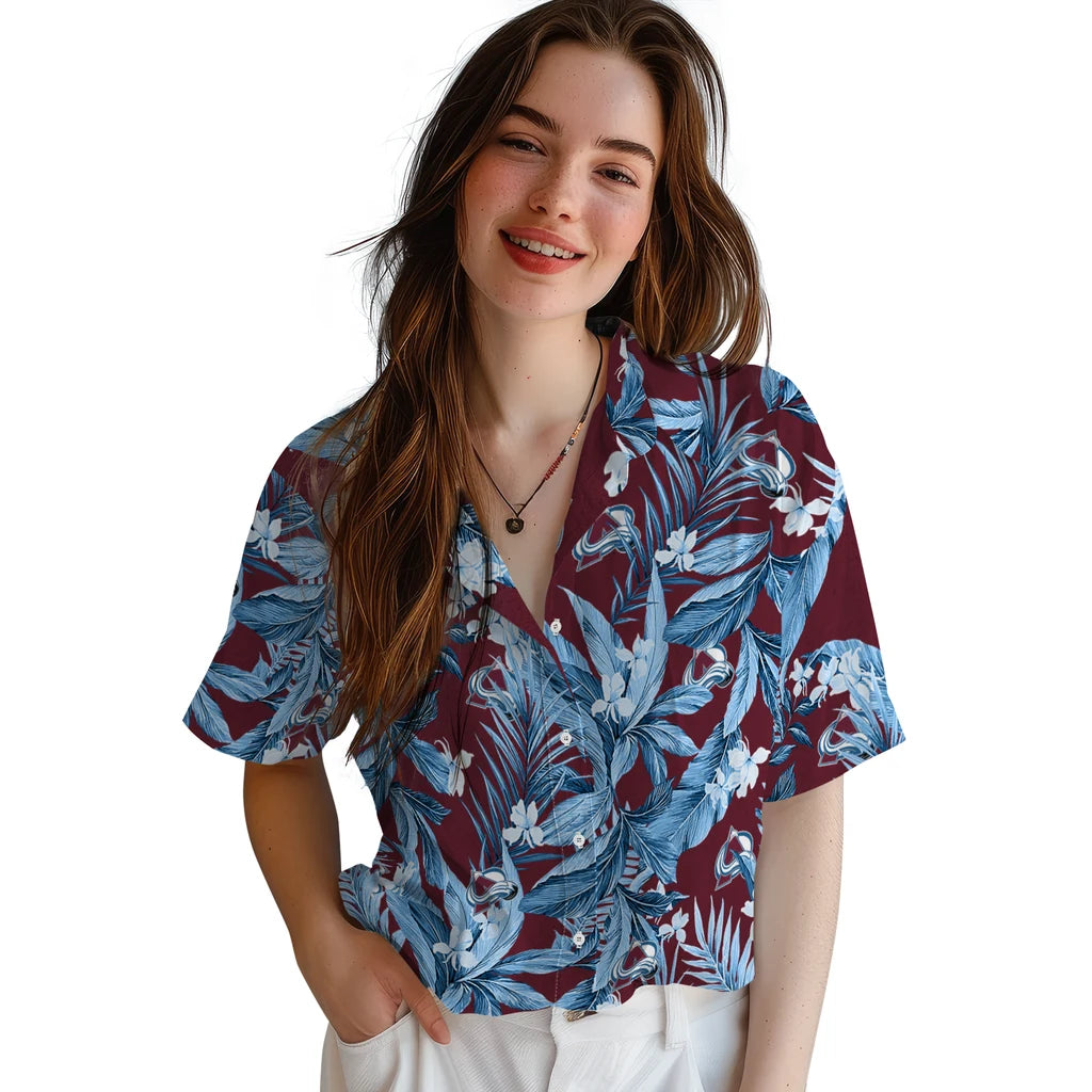 Colorado Avalanche Hawaiian Shirt - Palm Leaves | Hula Hawaiian Shirts