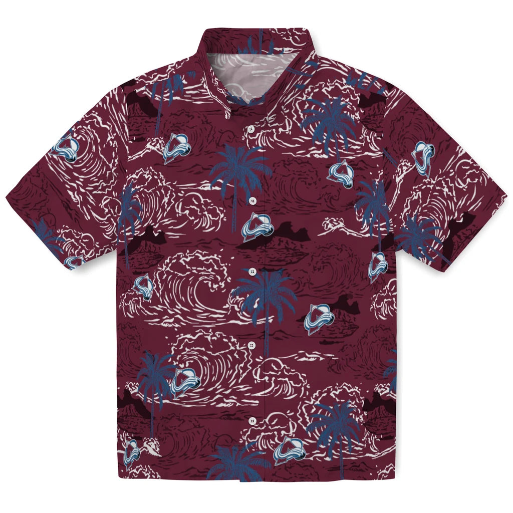 Colorado Avalanche Hawaiian Shirt - Wave Palm | Hula Hawaiian Shirts