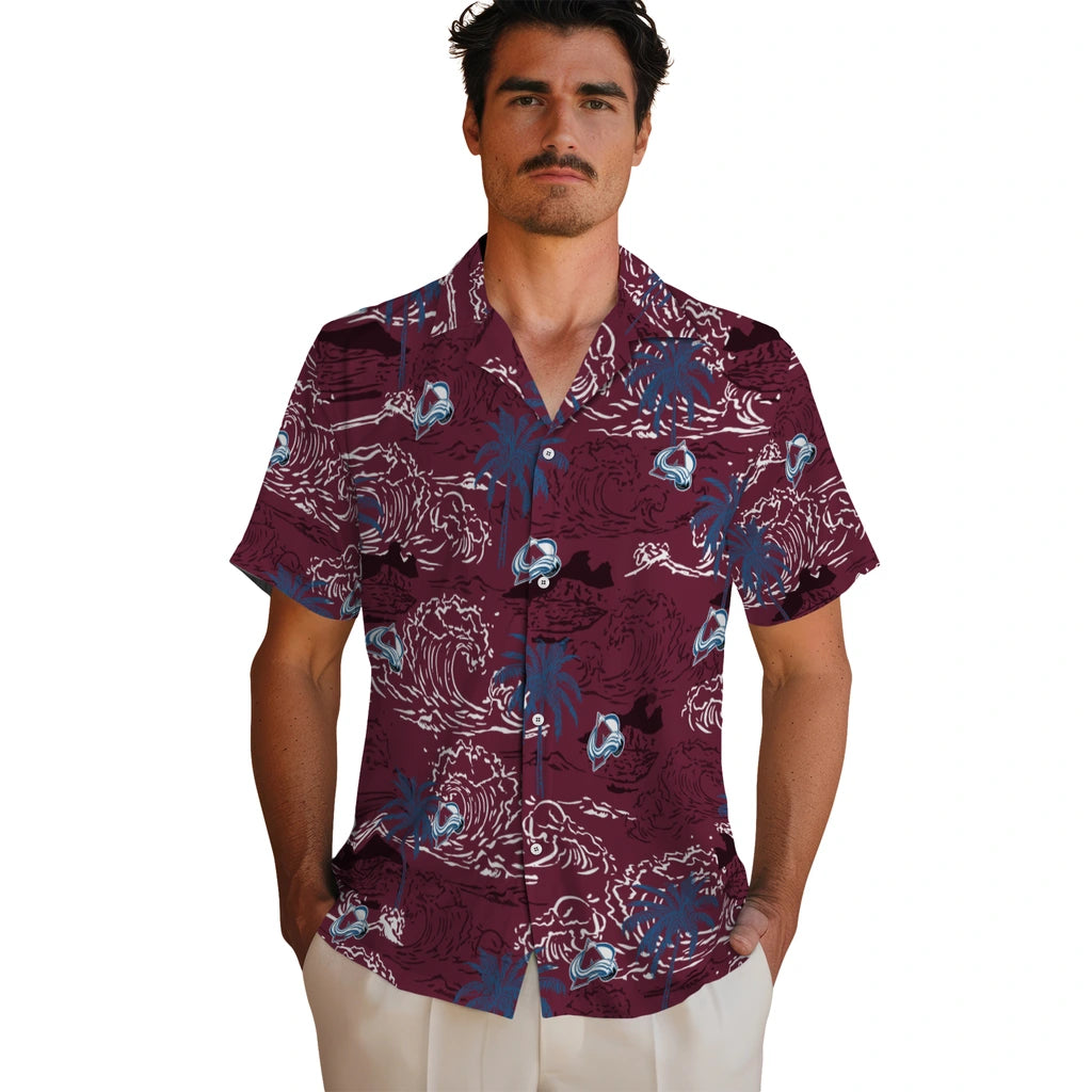 Colorado Avalanche Hawaiian Shirt - Wave Palm | Hula Hawaiian Shirts