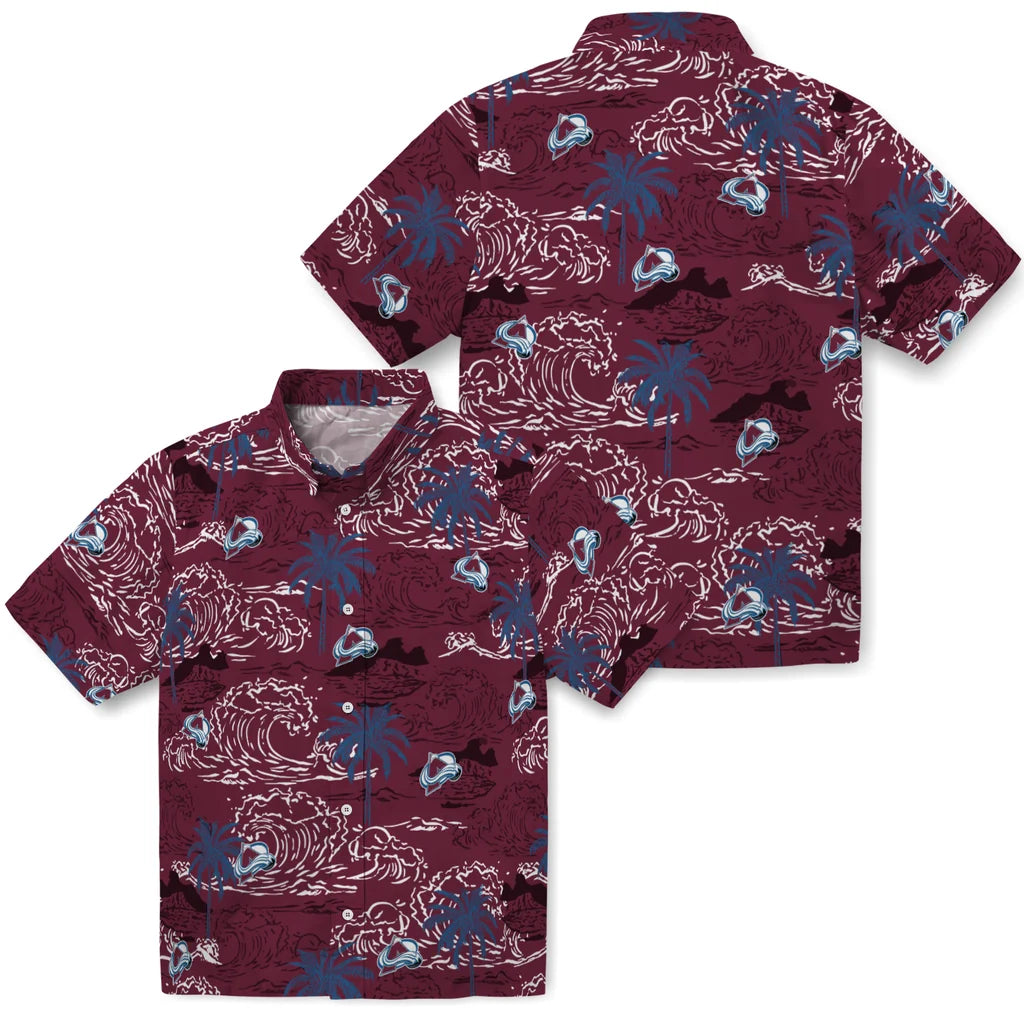 Colorado Avalanche Hawaiian Shirt - Wave Palm | Hula Hawaiian Shirts