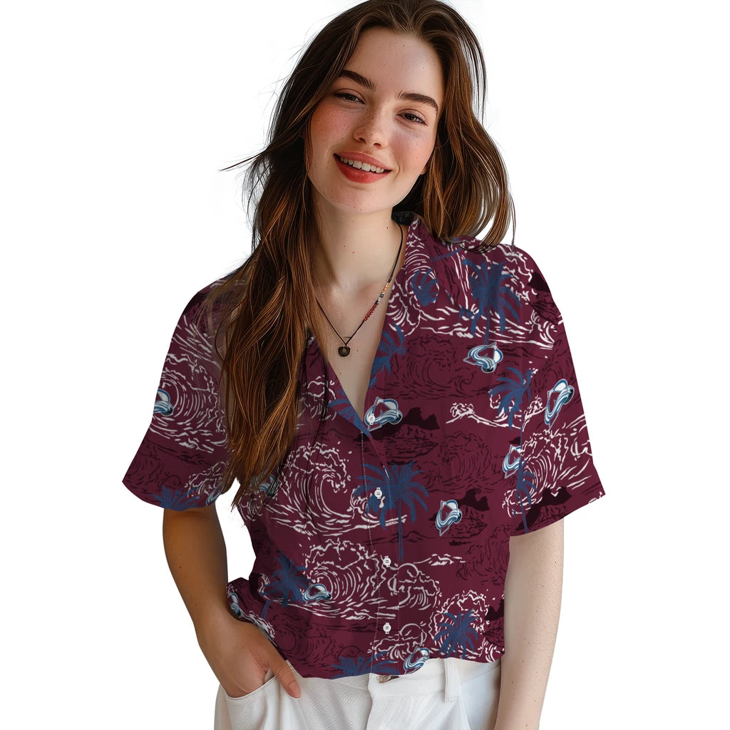 Colorado Avalanche Hawaiian Shirt - Wave Palm | Hula Hawaiian Shirts