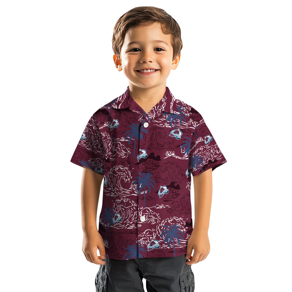 Colorado Avalanche Hawaiian Shirt - Wave Palm | Hula Hawaiian Shirts