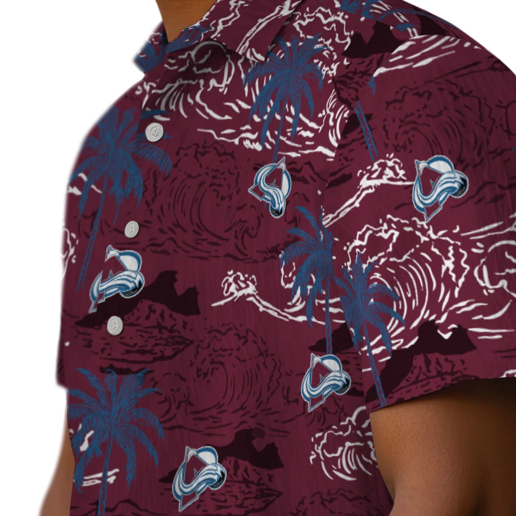 Colorado Avalanche Hawaiian Shirt - Wave Palm | Hula Hawaiian Shirts