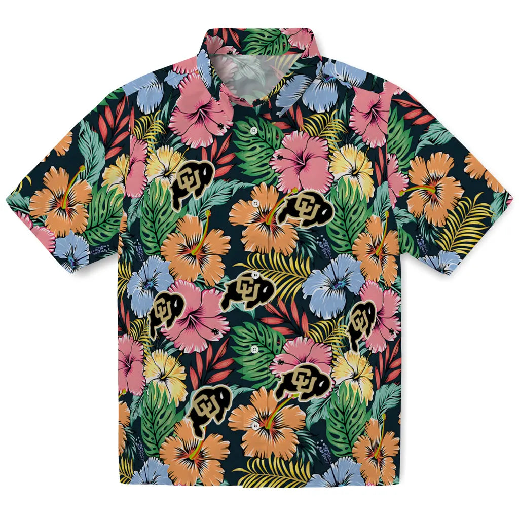 Colorado Buffaloes Hawaiian Shirt - Brilliant Hibiscus Garden | Hula Hawaiian Shirts
