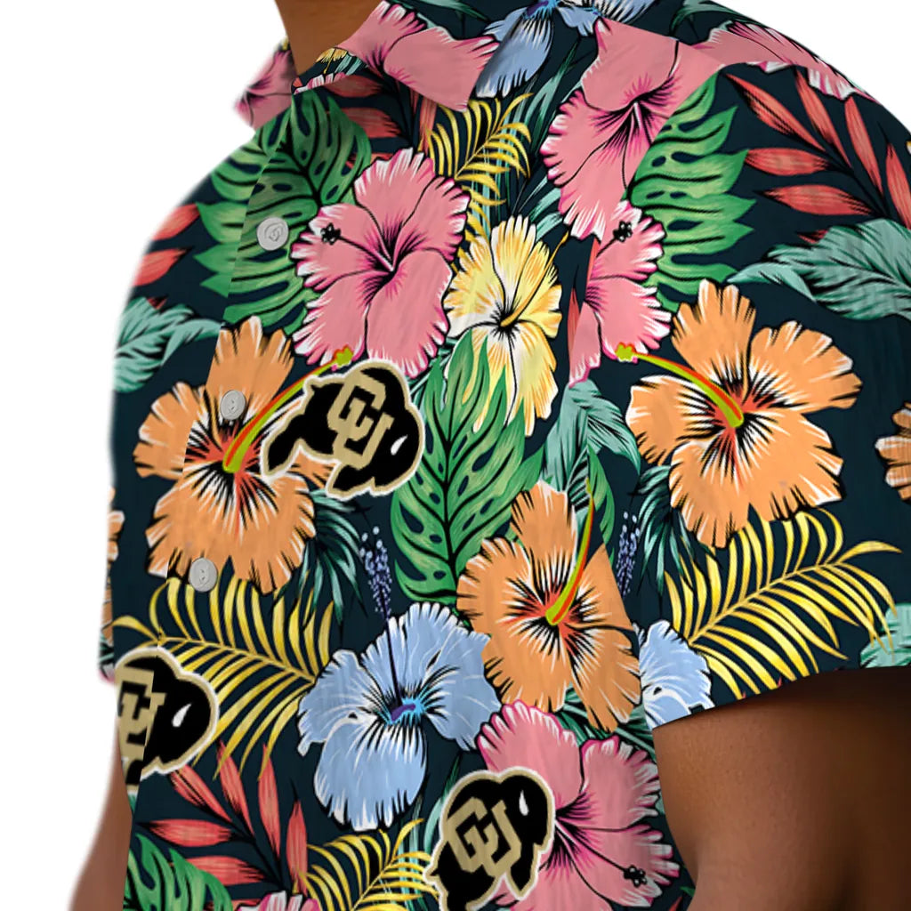 Colorado Buffaloes Hawaiian Shirt - Brilliant Hibiscus Garden | Hula Hawaiian Shirts