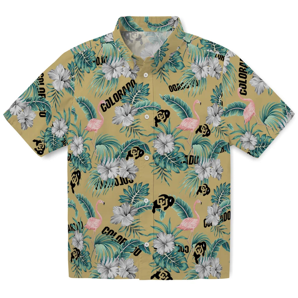 Colorado Buffaloes Hawaiian Shirt - Flamingo and Hibiscus | Hula Hawaiian Shirts