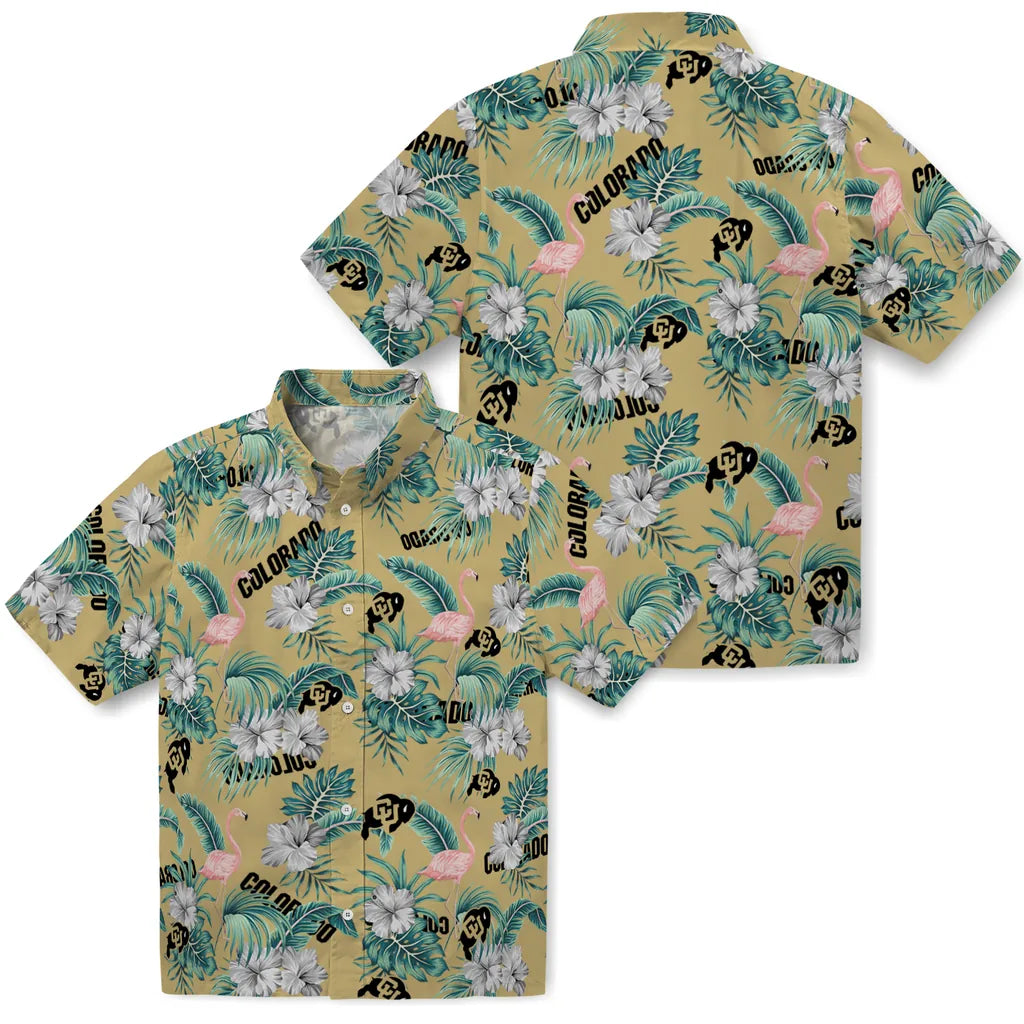Colorado Buffaloes Hawaiian Shirt - Flamingo and Hibiscus | Hula Hawaiian Shirts