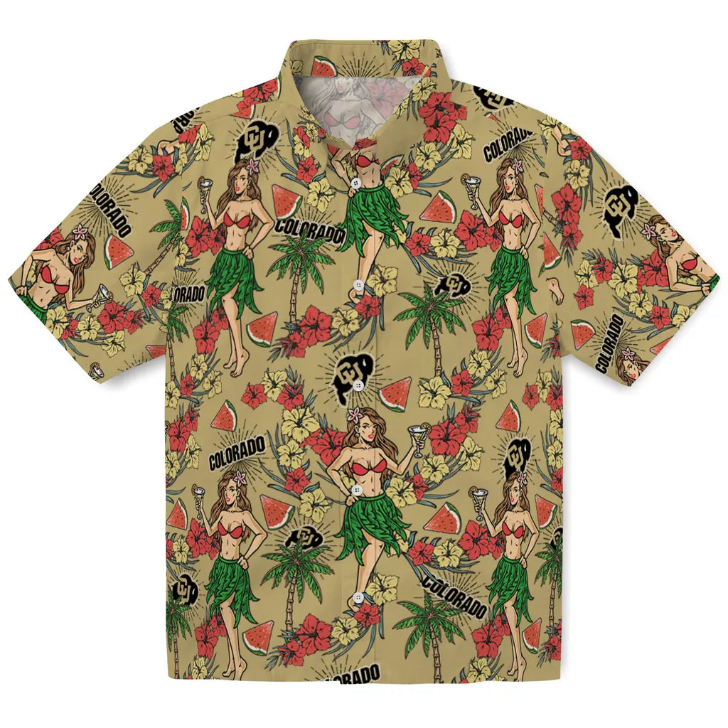 Colorado Buffaloes Hawaiian Shirt - Hawaiian Girls Design | Hula Hawaiian Shirts