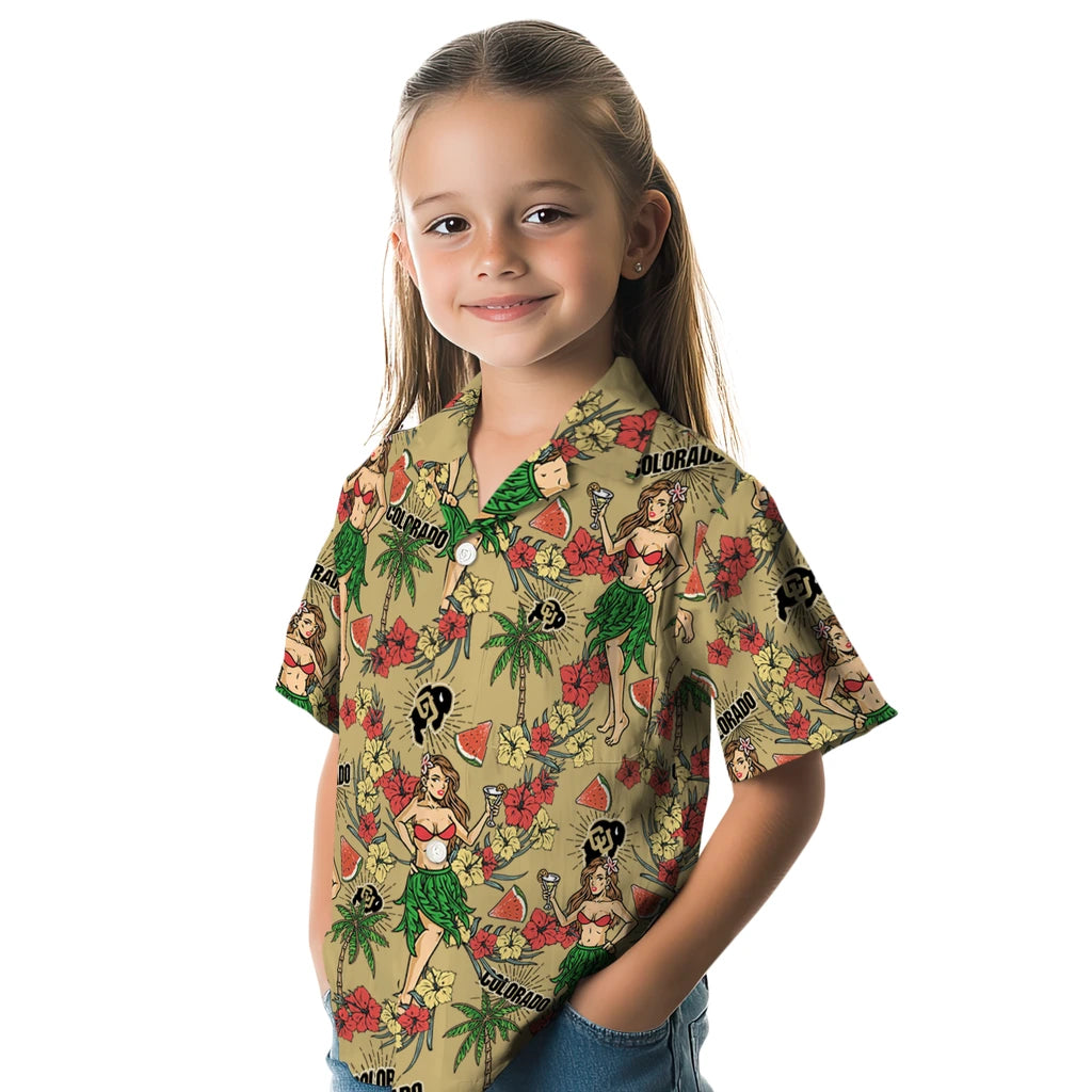Colorado Buffaloes Hawaiian Shirt - Hawaiian Girls Design | Hula Hawaiian Shirts