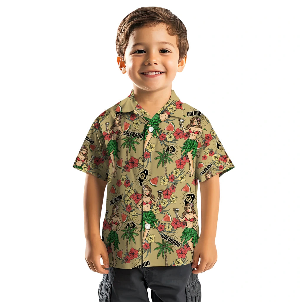 Colorado Buffaloes Hawaiian Shirt - Hawaiian Girls Design | Hula Hawaiian Shirts