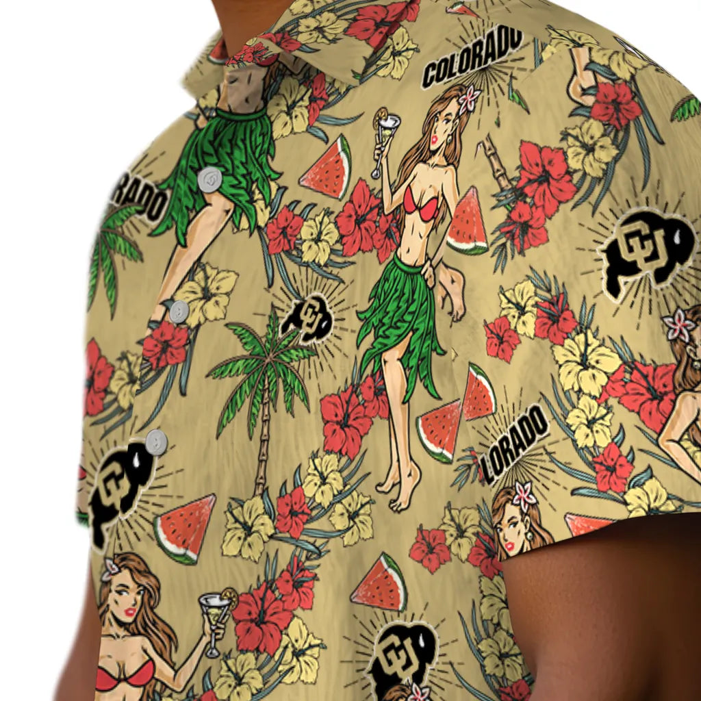 Colorado Buffaloes Hawaiian Shirt - Hawaiian Girls Design | Hula Hawaiian Shirts